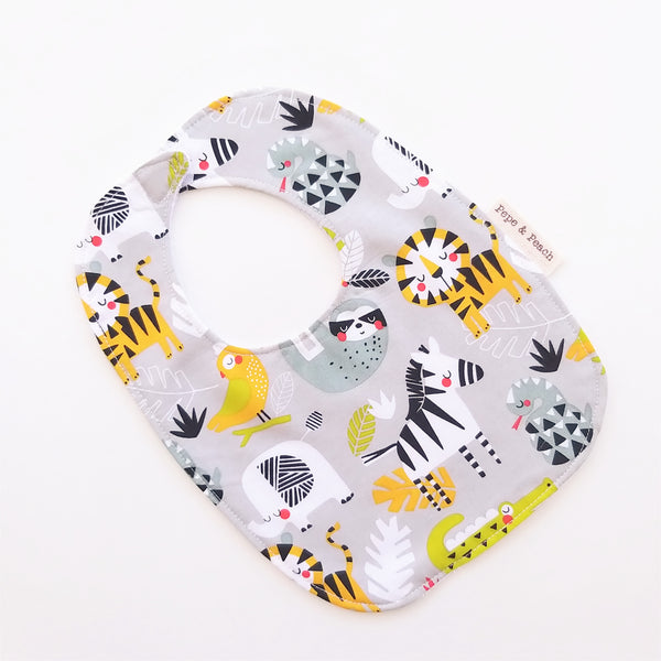 Baby Bib - Jungle (Grey/Blue)