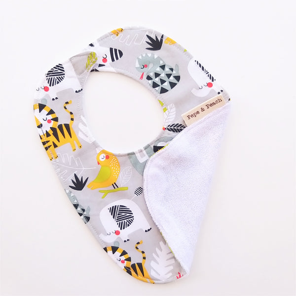 Baby Bib - Jungle (Grey/Blue)