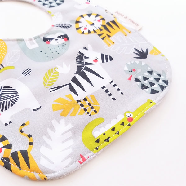 Baby Bib - Jungle (Grey/Blue)