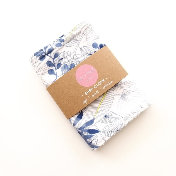 Burp Cloth - Blue Leaves