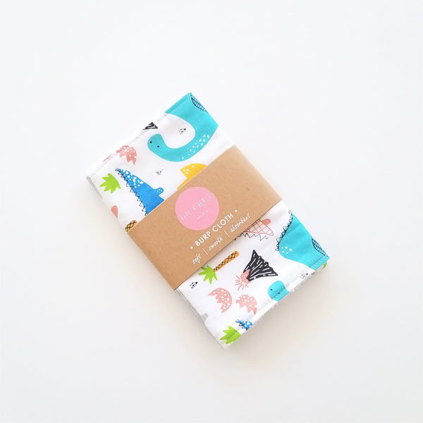Burp Cloth - Dinosaur in Blue or White