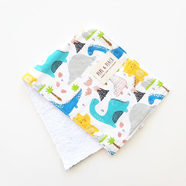 Burp Cloth - Dinosaur in Blue or White