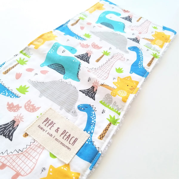 Burp Cloth - Dinosaur in Blue or White