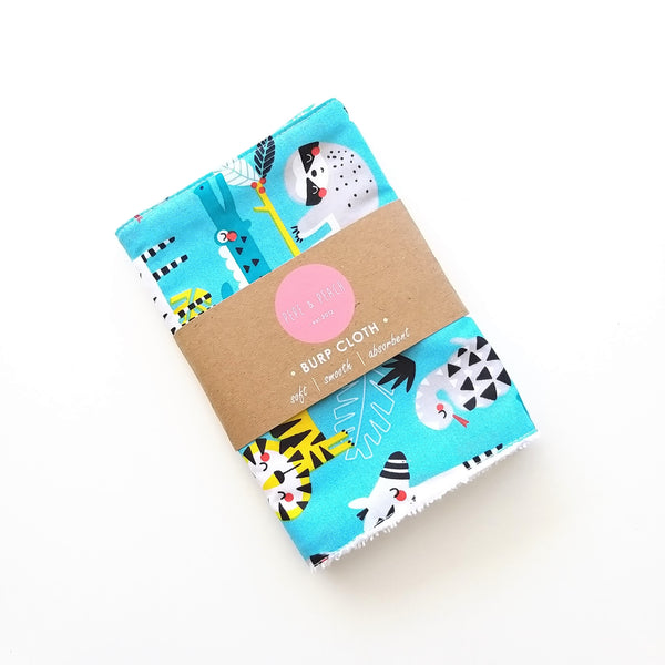 Burp Cloth - Jungle (Grey/Blue)