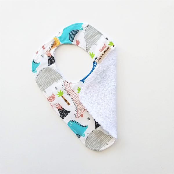 Baby Bib - Dinosaur (White/Blue)