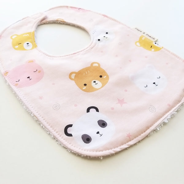 Baby Bib - Bear (White/Pink)