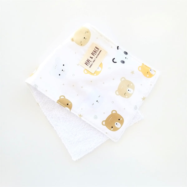 Burp Cloth -  Bear in Pink or White
