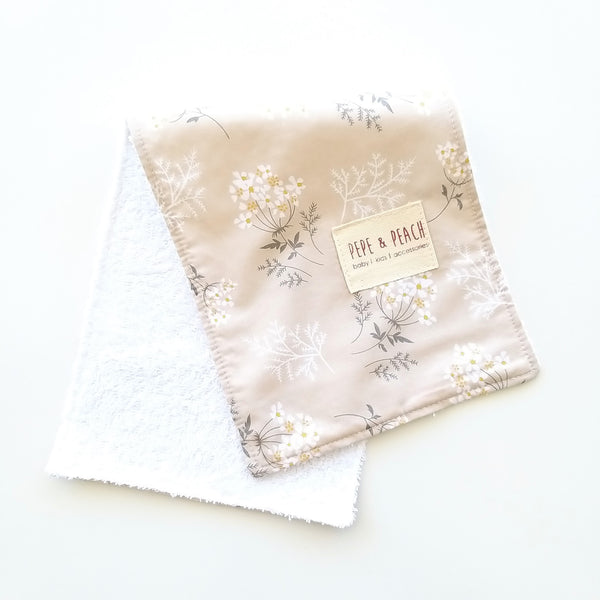 Burp Cloth - Dainty Beige Flowers